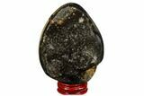 Septarian Dragon Egg Geode - Black Crystals #177388-1